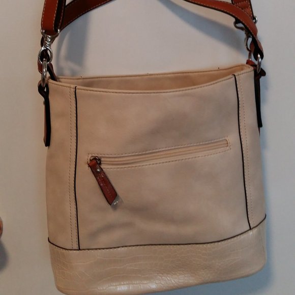 NWOT "Company" Beautiful cream handbag with long and short tan shoulder straps! - Picture 2 of 3